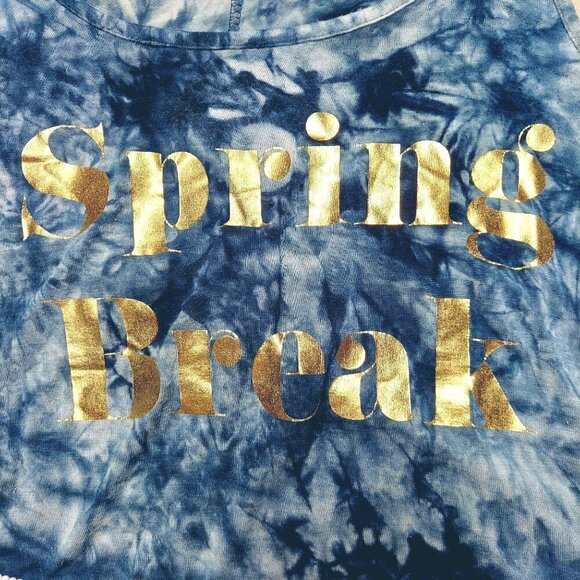 Charlotte Russe Blue Tie-Dyed Spring Break Cropped Tank Top - Picture 1 of 5